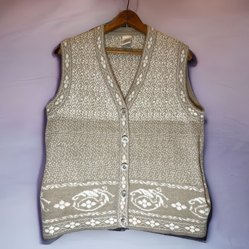 VINTAGE Abstract Pattern Women's Knit Sweater Vest
